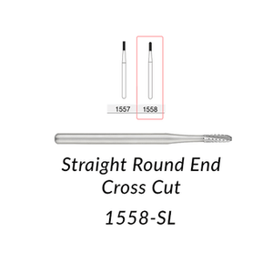Alpen FG #1558 SL (Surgical Length) Round End Cross Cut Fissure Carbide Bur | SurgiMac Dental Supply