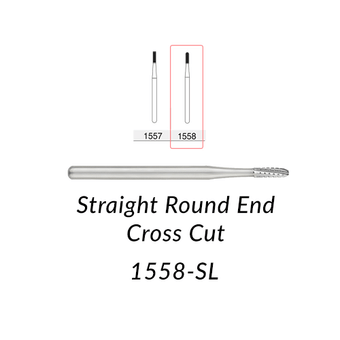 Alpen FG #1558 SL (Surgical Length) Round End Cross Cut Fissure Carbide Bur | SurgiMac Dental Supply