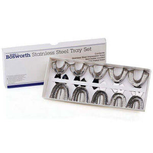 Bosworth Set of 8 - Edentulous Perforated Full-Arch Stainless Steel Impression | SurgiMac Dental Supply