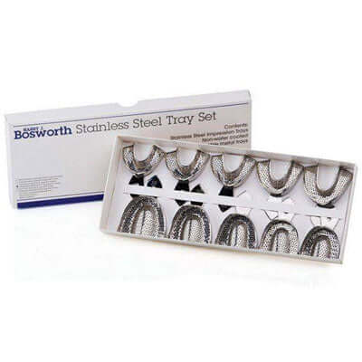 Bosworth Set of 8 - Edentulous Perforated Full-Arch Stainless Steel Impression | SurgiMac Dental Supply