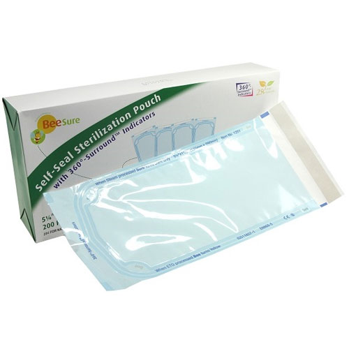 BeeSure Sterilization Pouch 5-1/4" x 11-1/2" 200/Pk. Self-seal, Triple sealed | SurgiMac Dental Supply