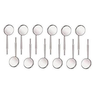 12 Pcs Rhodium Coated Dental Mirrors for Examination - Scratch Resistant, Anti-Fog, Stainless Steel Handle MIR03-CS