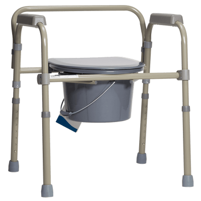 Steel Folding Bedside Commode, 17.5" Length, 22.5" Width