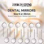 12 Pcs Rhodium Coated Dental Mirrors for Examination - Scratch Resistant, Anti-Fog, Stainless Steel Handle MIR03-CS