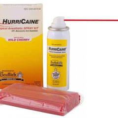 HurriCaine Topical Anesthetic Spray Kit - Wild Cherry, 2 oz. Aerosol Can + 200 Disposable Extension Tubes. Benzocaine 20%. | SurgiMac Dental Supply
