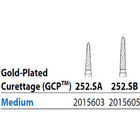 Two Striper FG 252.SA Medium Diamond Burs, Gold-Plated Curettage, 7mm Cutting