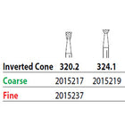 Two Striper FG #320.2 Coarse Inverted Cone Diamond Bur. Pack of 5