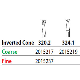 Two Striper FG #320.2 Coarse Inverted Cone Diamond Bur. Pack of 5