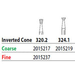 Two Striper FG #324.1 Coarse Inverted Cone Diamond Bur. Pack of 5