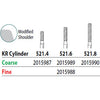 Two Striper FG #521.4 KR Cylinder Coarse Diamond Bur, Pack of 5. KR Modified