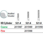 Two Striper FG #521.8 KR Cylinder Coarse Diamond Bur, Pack of 5. KR Modified