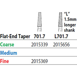 Two Striper FG L701.7 Coarse Diamond Bur Round-End Taper. Pack of 5