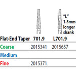 Two Striper FG 701.9 Fine Diamond Bur Flat-End Taper. Pack of 5