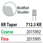 Two Striper FG 712.3 KR Taper Fine Diamond Bur, Pack of 5. KR Modified Shoulder