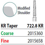 Two Striper FG #722.8 KR Taper Coarse Diamond Bur, Pack of 5. KR Modified