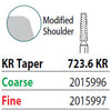 Two Striper FG 723.6 KR Taper Fine Diamond Bur, Pack of 5. KR Modified Shoulder