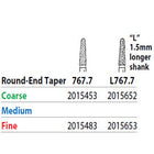 Two Striper FG 767.7 Coarse Diamond Bur Round-End Taper. Pack of 5