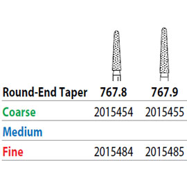 Two Striper FG 767.8 Fine Diamond Bur Round-End Taper. Pack of 5