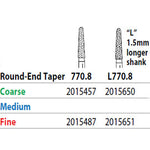 Two Striper FG L770.8 Fine Diamond Bur Round-End Taper. Pack of 5