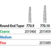 Two Striper FG 770.9 Coarse Diamond Bur Round-End Taper. Pack of 5