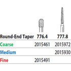 Two Striper FG 777.8 Coarse Diamond Bur Round-End Taper. Pack of 5