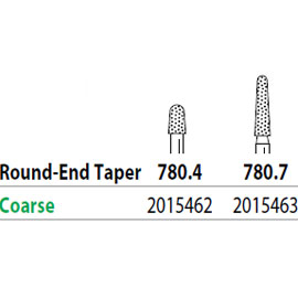 Two Striper FG 780.4 Coarse Diamond Bur Round-End Taper. Pack of 5