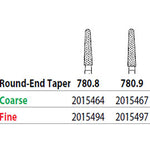 Two Striper FG 780.8 Coarse Diamond Bur Round-End Taper. Pack of 5