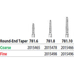 Two Striper FG 781.10 Fine Diamond Bur Round-End Taper. Pack of 5
