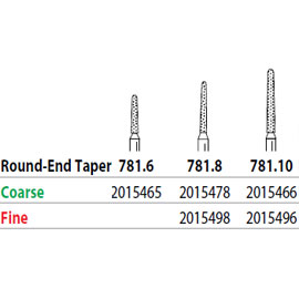 Two Striper FG 781.10 Fine Diamond Bur Round-End Taper. Pack of 5