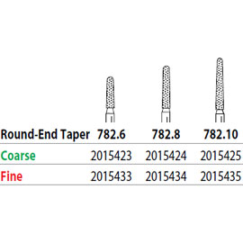 Two Striper FG 782.10 Fine Diamond Bur Round-End Taper. Pack of 5