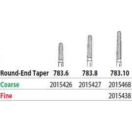 Two Striper FG 783.10 Fine Diamond Bur Round-End Taper. Pack of 5