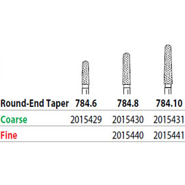 Two Striper FG 784.8 Fine Diamond Bur Round-End Taper. Pack of 5