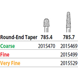 Two Striper FG 785.7 Fine Diamond Bur Round-End Taper. Pack of 5