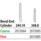 Two Striper FG #248.8 Coarse Diamond Bur, Bevel-End Cylinder. Pack of 5