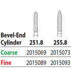 Two Striper FG #251.8 Coarse Diamond Bur, Bevel-End Cylinder. Pack of 5