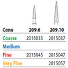 Two Striper FG #209.6 Fine Diamond Bur, Cone. Pack of 5