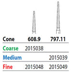 Two Striper FG #608.9 Coarse Diamond Bur, Cone. Pack of 5