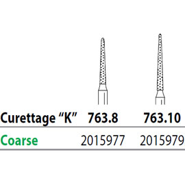 Two Striper FG 763.8 Coarse Diamond Burs, Curettage K. Pack of 5