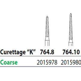 Two Striper FG 764.10 Coarse Diamond Burs, Curettage K. Pack of 5