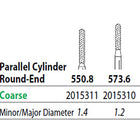 Two Striper FG #573.6 Coarse Diamond Bur, Cylinder Round-End. Pack of 5