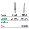Two Striper FG #256.8 Coarse Diamond Burs, Flame shaped. Pack of 5
