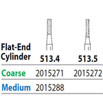 Two Striper FG #513.4 Coarse Diamond Bur, Flat-End Cylinder. Pack of 5