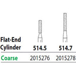 Two Striper FG #514.5 Coarse Diamond Bur, Flat-End Cylinder. Pack of 5