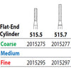 Two Striper FG #515.7 Fine Diamond Bur, Flat-End Cylinder. Pack of 5