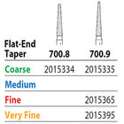 Two Striper FG 700.9 Very Fine Diamond Burs, Flat-End Taper. Pack of 5