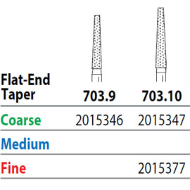 Two Striper FG 703.10 Coarse Diamond Bur Flat-End Taper. Pack of 5