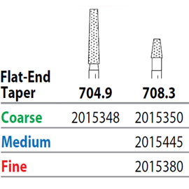 Two Striper FG 708.3 Medium Diamond Burs, Flat-End Taper. Pack of 5