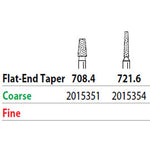 Two Striper FG 721.6 Coarse Diamond Burs, Flat-End Taper. Pack of 5