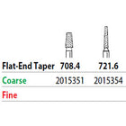 Two Striper FG 708.4 Coarse Diamond Burs, Flat-End Taper. Pack of 5
