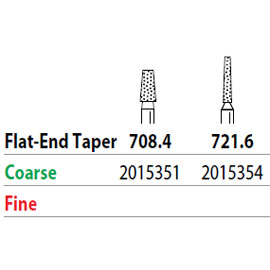 Two Striper FG 708.4 Coarse Diamond Burs, Flat-End Taper. Pack of 5
